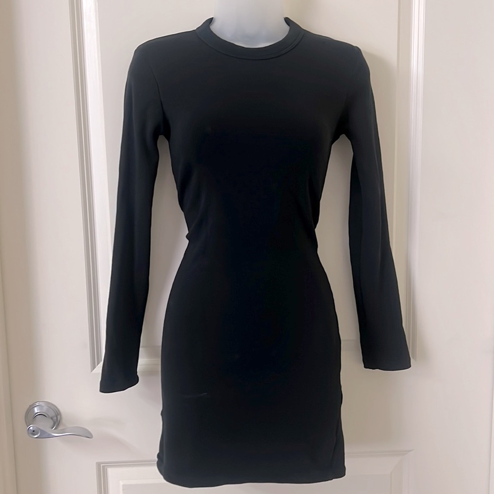 ZARA - Black Long Sleeved Mini Dress - Sweatshirt Material